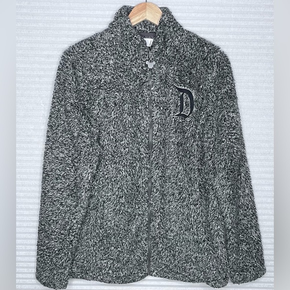 Disney Jackets & Blazers - Disney Parks Disneyland Sherpa Fleece Gray Zip Up Jacket Large Fuzzy Comfy Warm